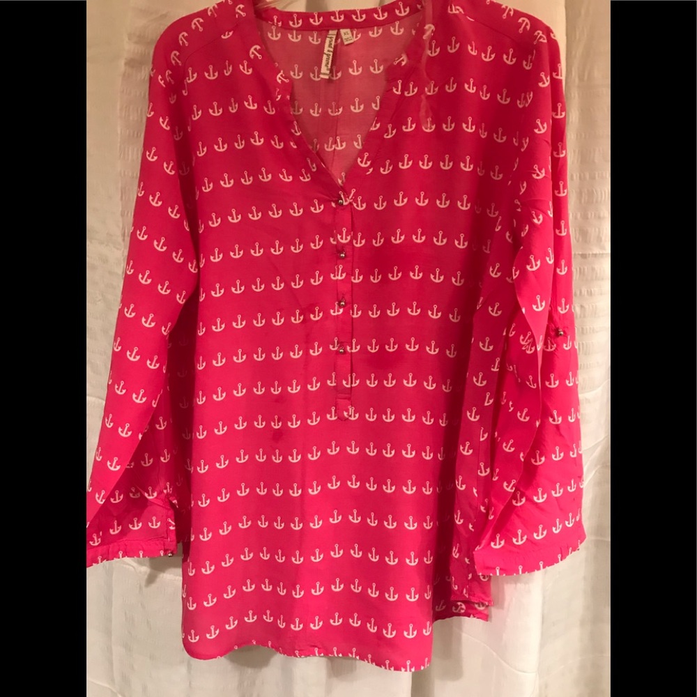 Grand & Greene Hot Pink Anchor Blouse